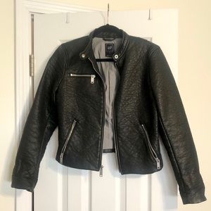 Black leather moto jacket